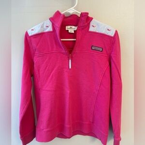 Vineyard Vines hot Pink with whales Quarter-Zip Pullover womans small